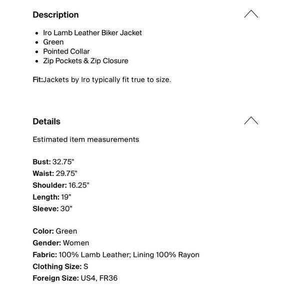 Iro Ashville Pistachio Green Lamb Leather Moto Biker Jacket 4 Small 36 - Picture 4 of 7